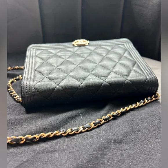 Chanel Caviar Quilted Boy Wallet On Chain WOC Black - Picture 6 of 17